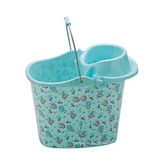 Hot Selling Single Mini Wringer Printed Plastic Floor Cleaning Mop Bucket